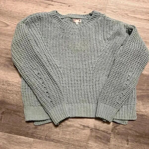 SO Womens Light Aqua color Crop Pullover Knit Sweater